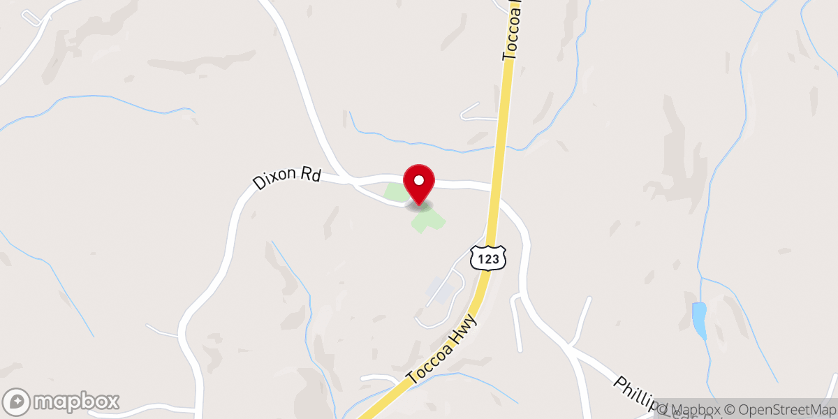 Map showing location of Chauga Baptist Church