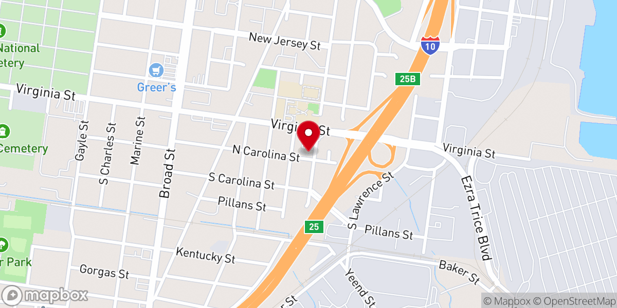 Map showing location of Mt. Sinai Missionary Baptist Church Mobile