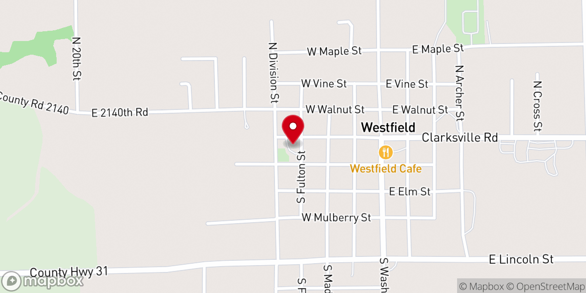 Map showing location of Westfield Baptist Church