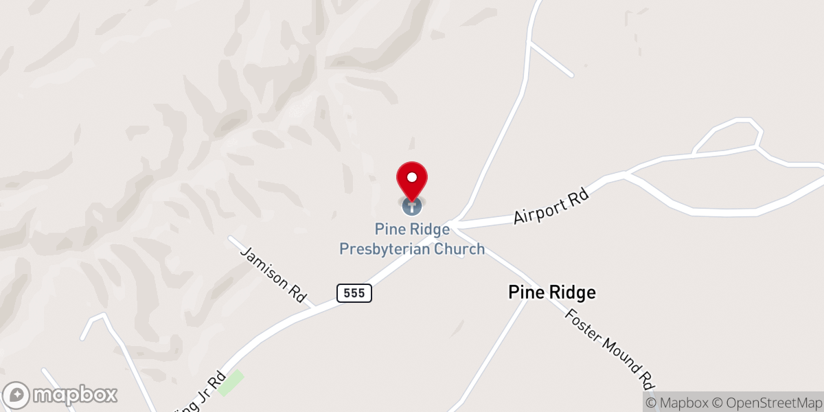 Map showing location of Pine Ridge Presbyterian Church