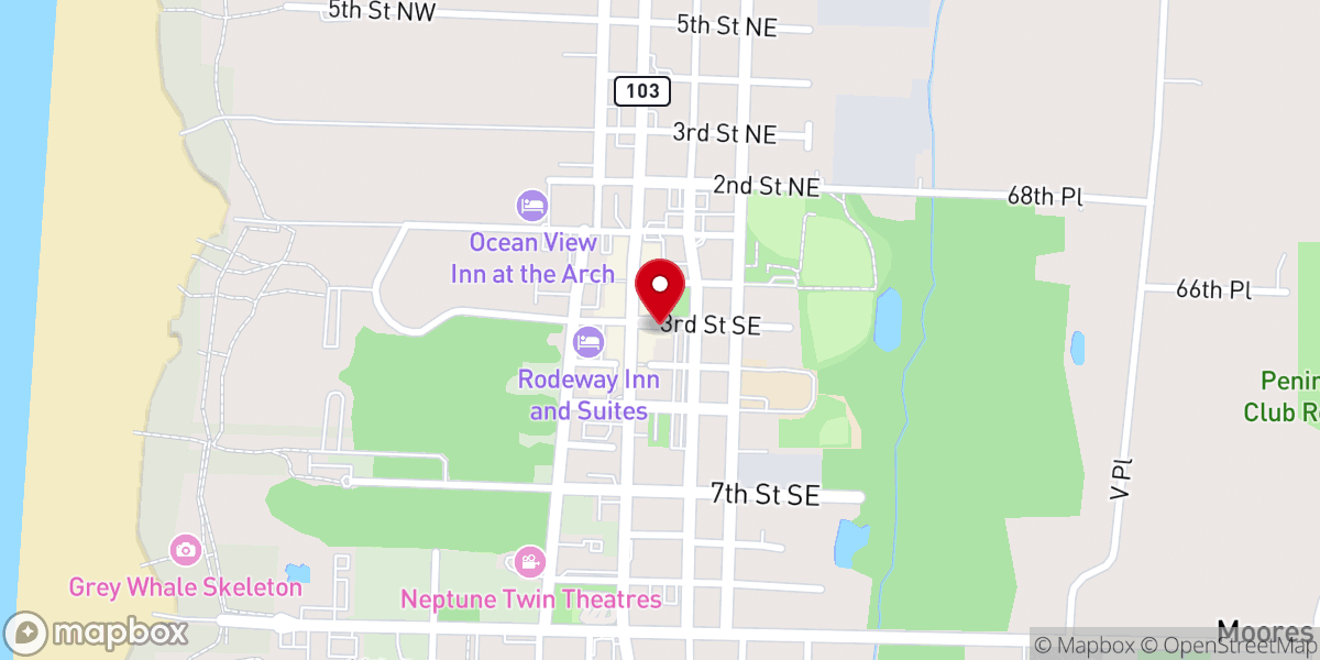 Map showing location of The Gospel Church Long Beach, WA