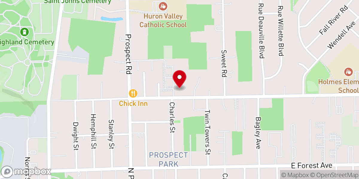 Map showing location of Ypsilanti Assembly of God