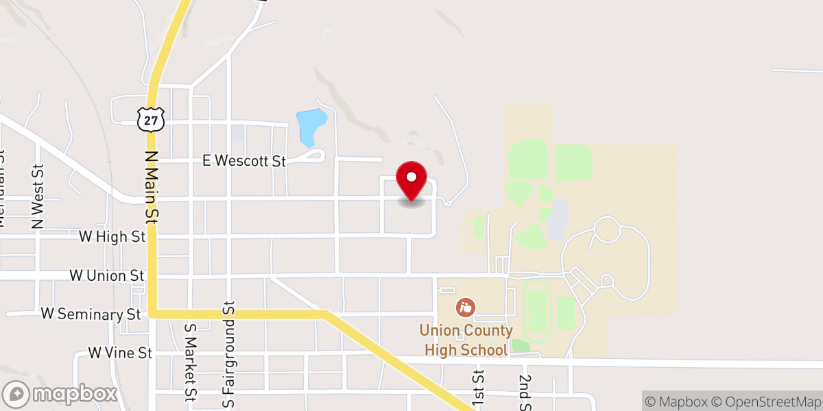 Map showing location of Union County Church of Christ