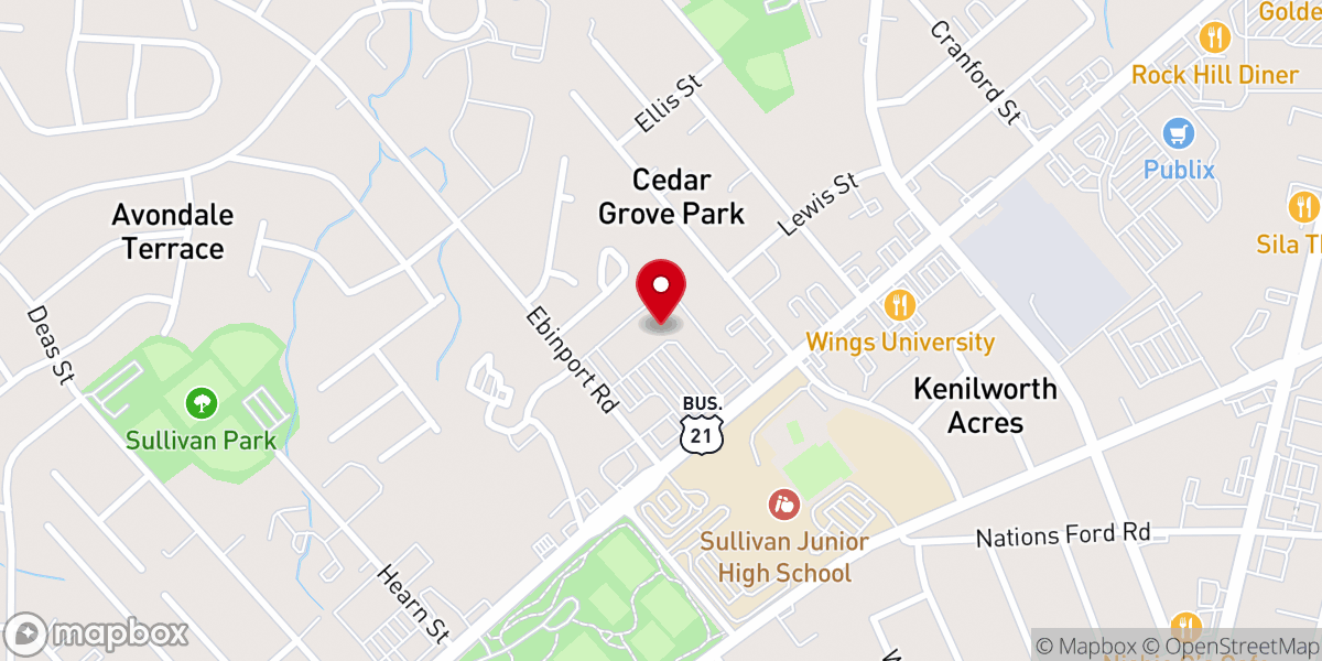 Map showing location of Rock Hill Church 180
