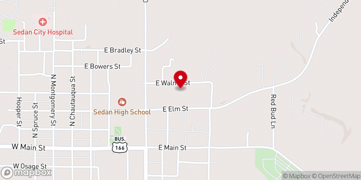 Map showing location of Sedan Assembly of God