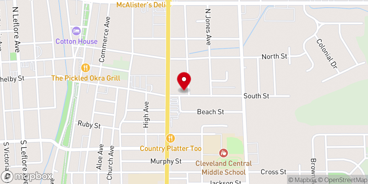 Map showing location of Vernon Memorial Apostolic Church