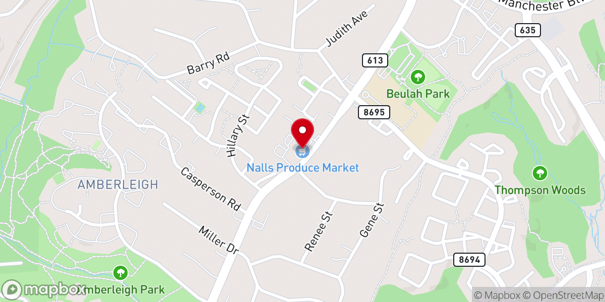 Map showing location of Nalls Produce & Garden Center