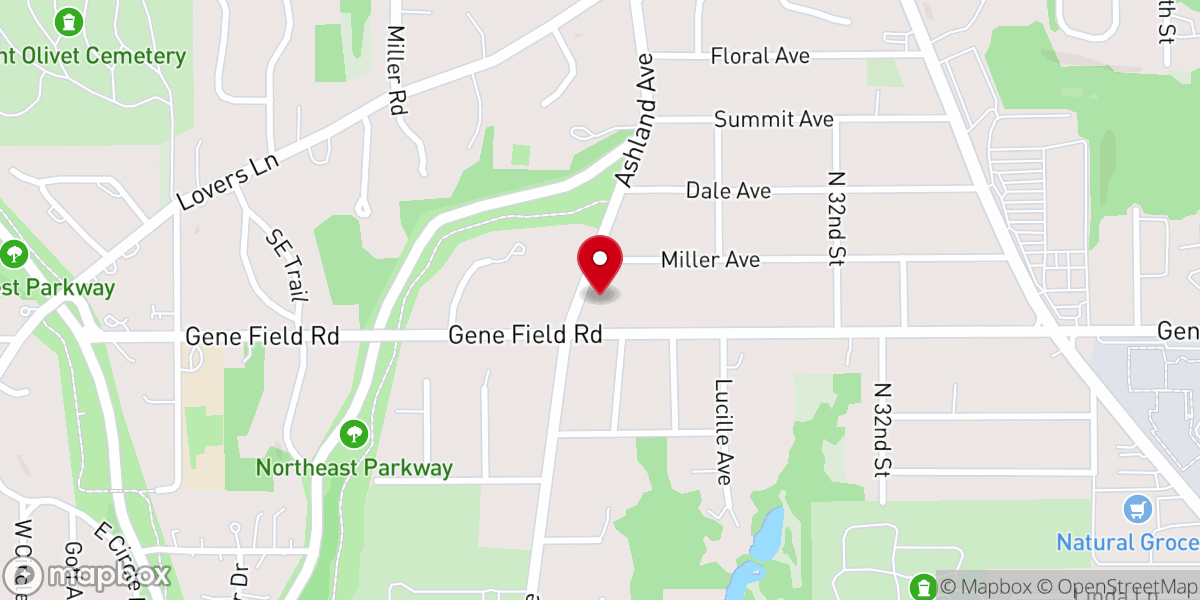 Map showing location of Ashland United Methodist Church