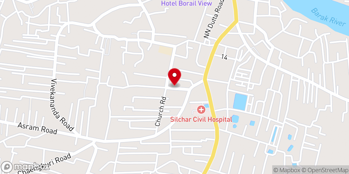 Map showing location of ISKCON, Silchar