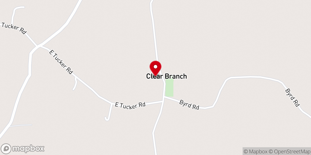 Map showing location of Clear Branch Baptist Church