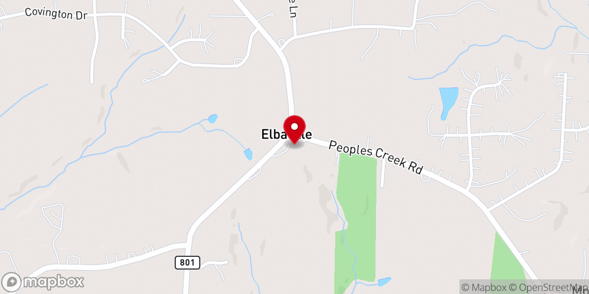 Map showing location of Elbaville Church