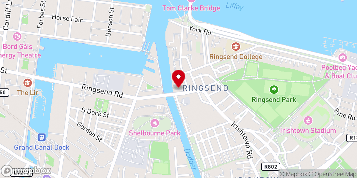 Map showing location of St Patrick's Roman Catholic Church Ringsend