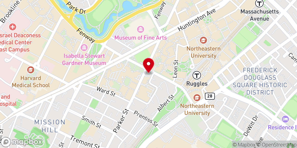 Map showing location of Annunciation Greek Orthodox Cathedral of New England
