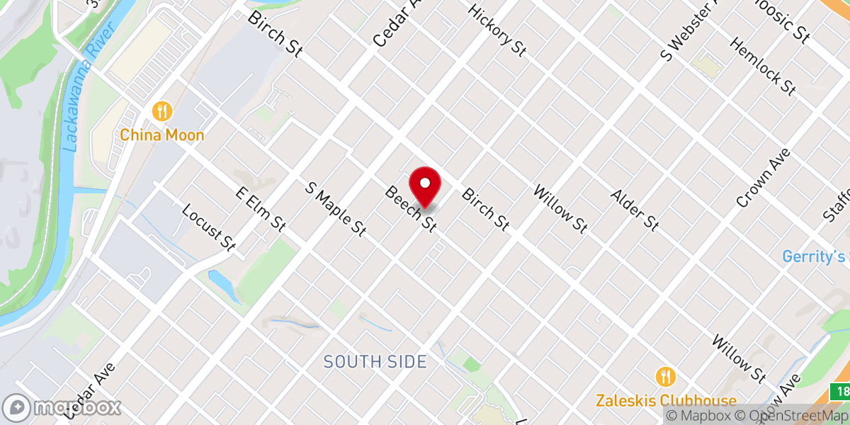 Map showing location of Trinity United Church