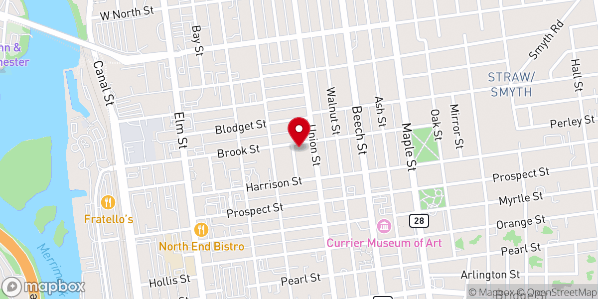 Map showing location of Amoskeag Presbyterian Church