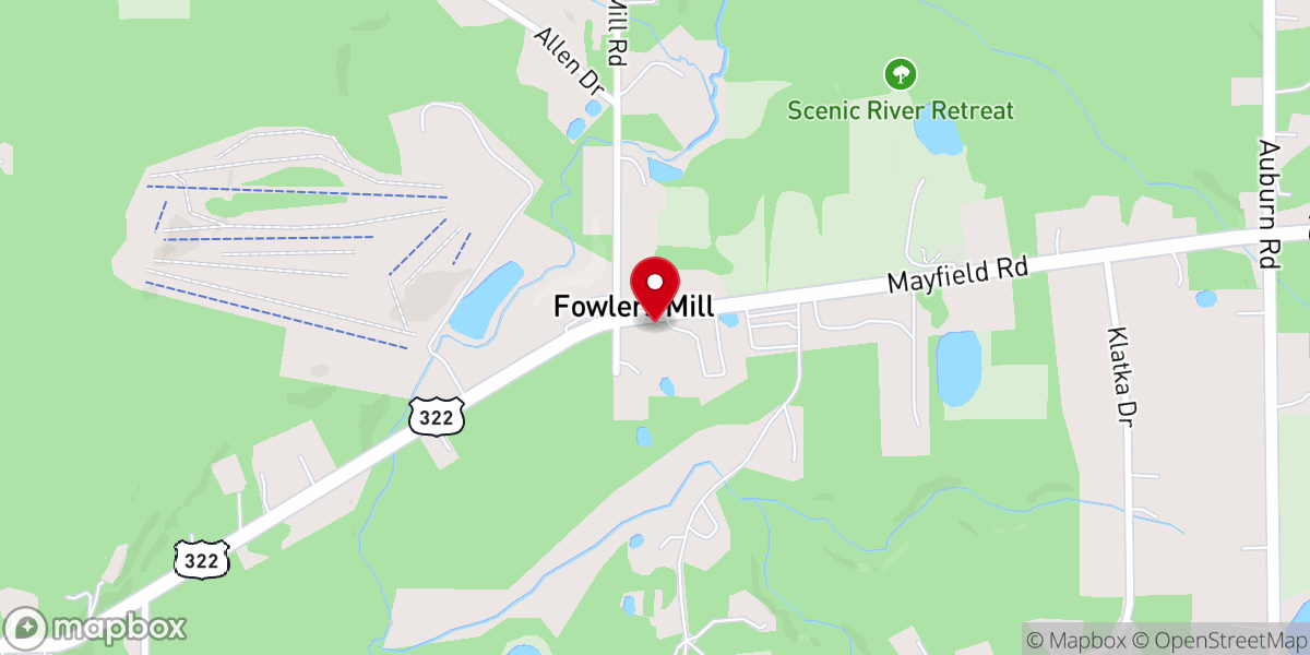 Map showing location of Fowlers Mills Christian Church