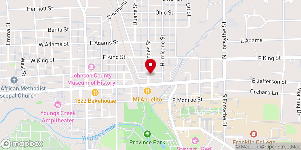 Map showing location of Franklin Faith Chapel
