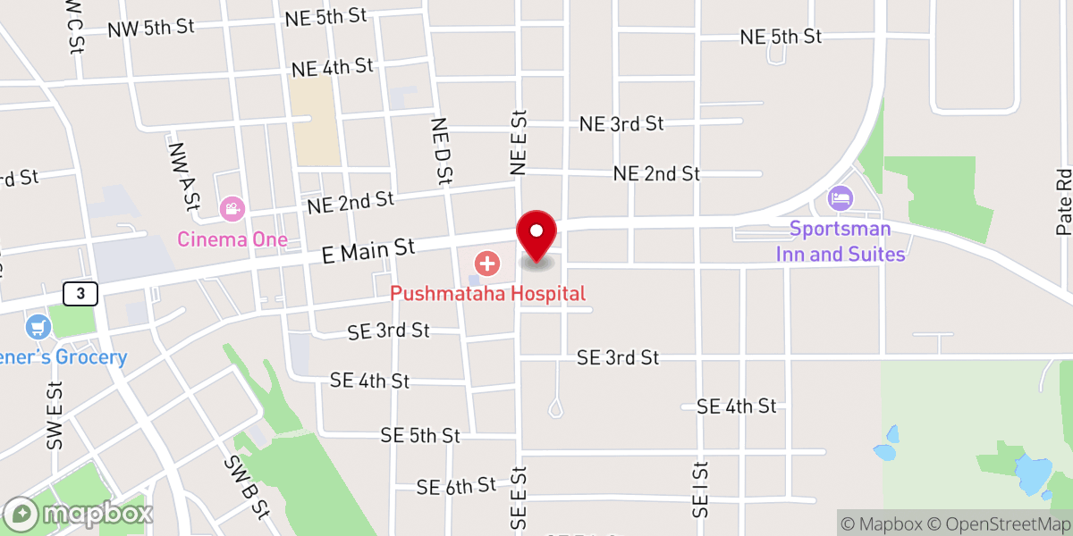 Map showing location of First Assembly of God Church