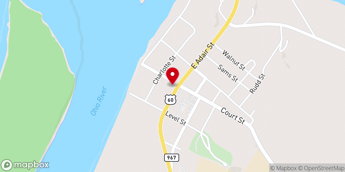 Map showing location of Smithland First Baptist Church