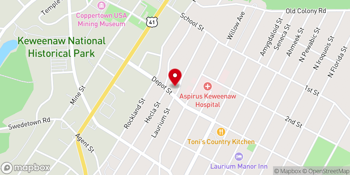 Map showing location of Faith Lutheran Church