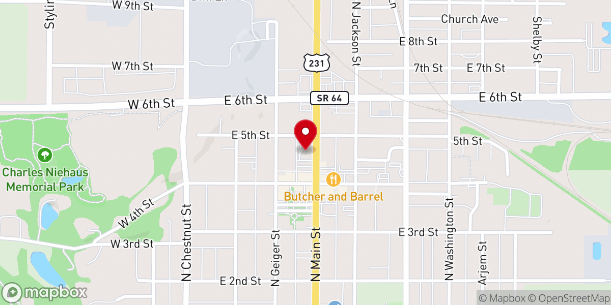 Map showing location of Huntingburg United Methodist