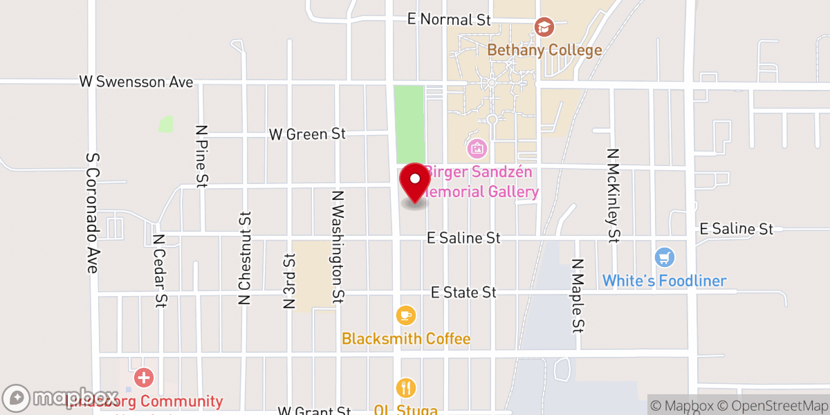 Map showing location of Bethany Lutheran Church