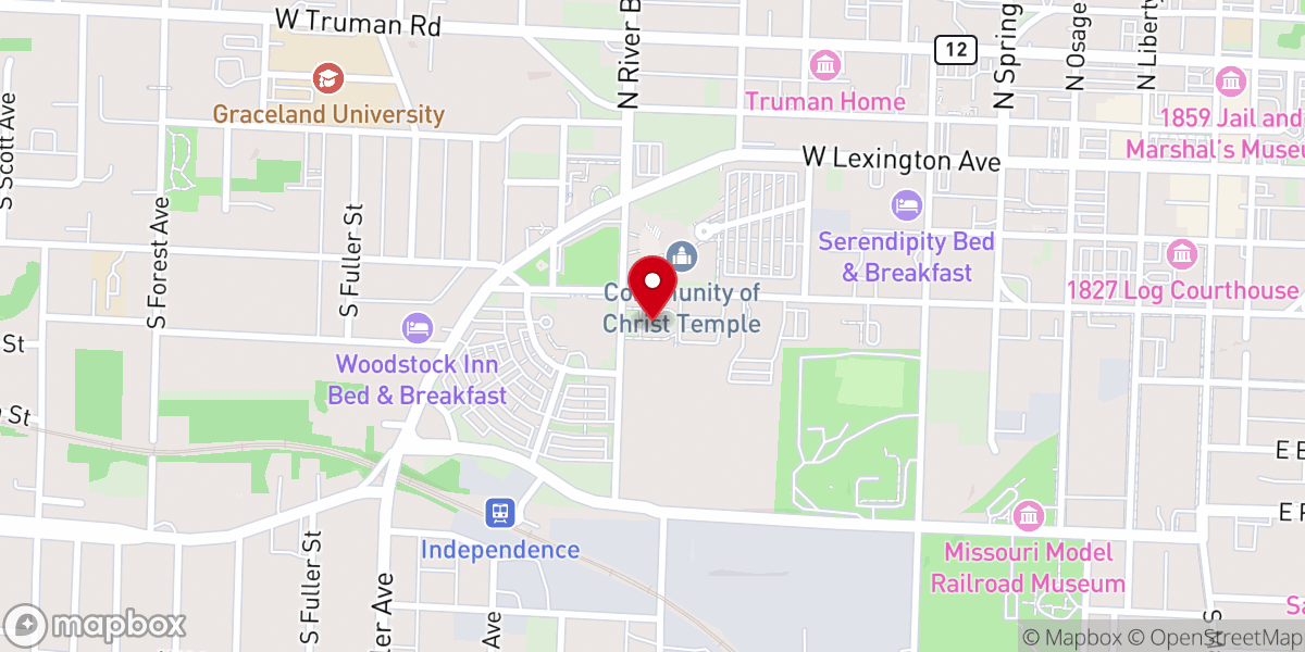Map showing location of Independence Visitors' Center