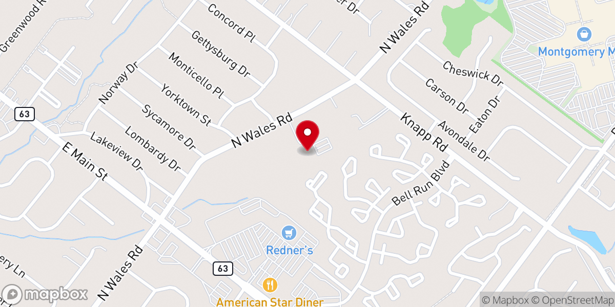 Map showing location of North Penn Church of Christ