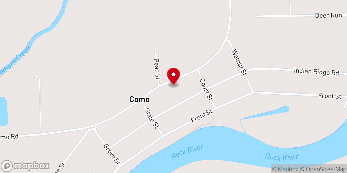 Map showing location of New Hope Baptist Church