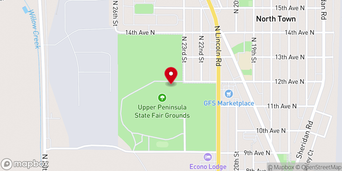 Map showing location of Upper Peninsula State Fair