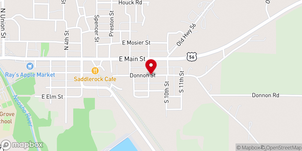 Map showing location of Flint Hills Apostolic Church