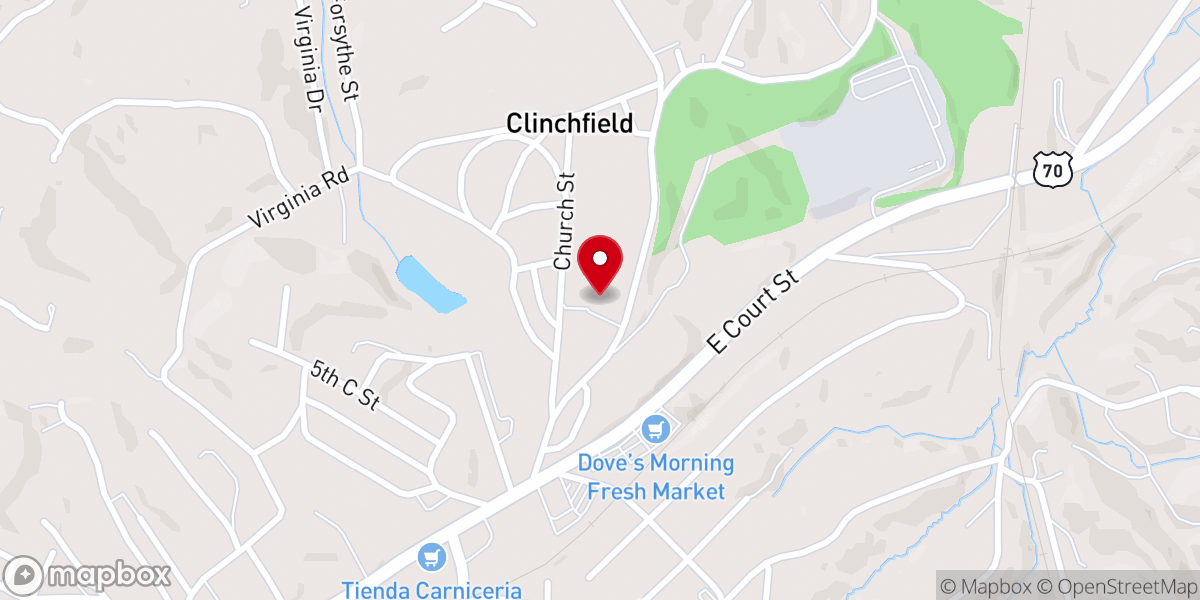 Map showing location of Clinchfield United Methodist Church