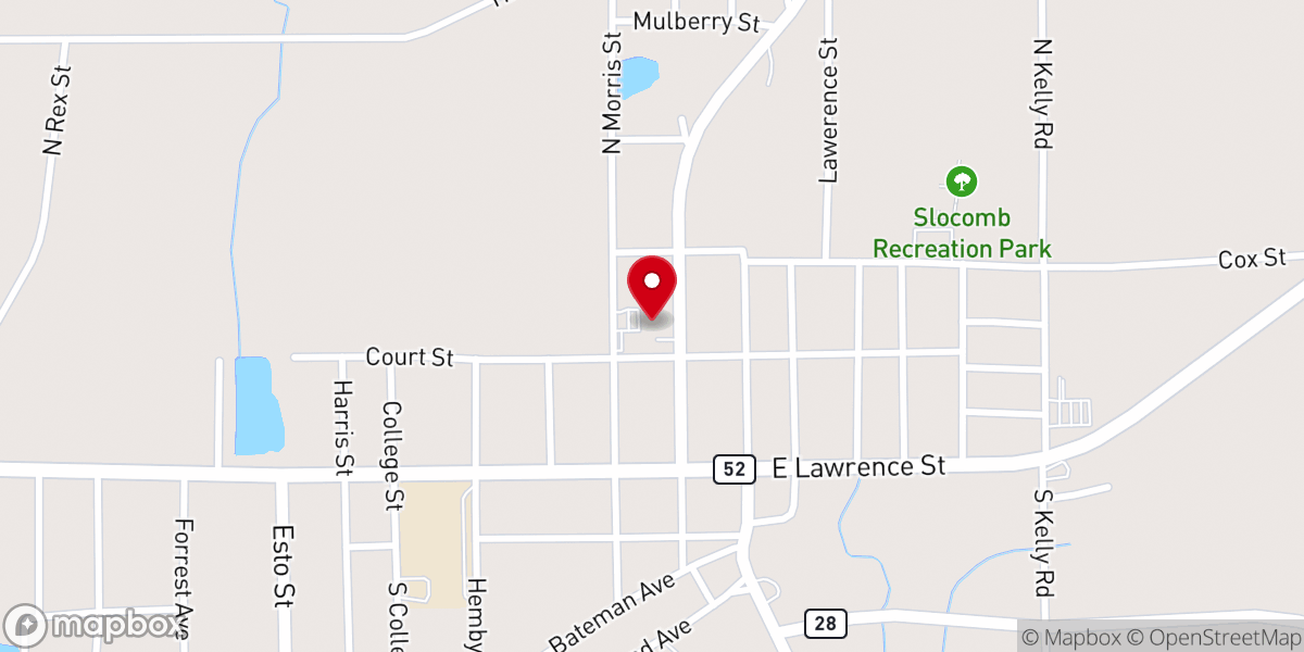 Map showing location of First Baptist Church