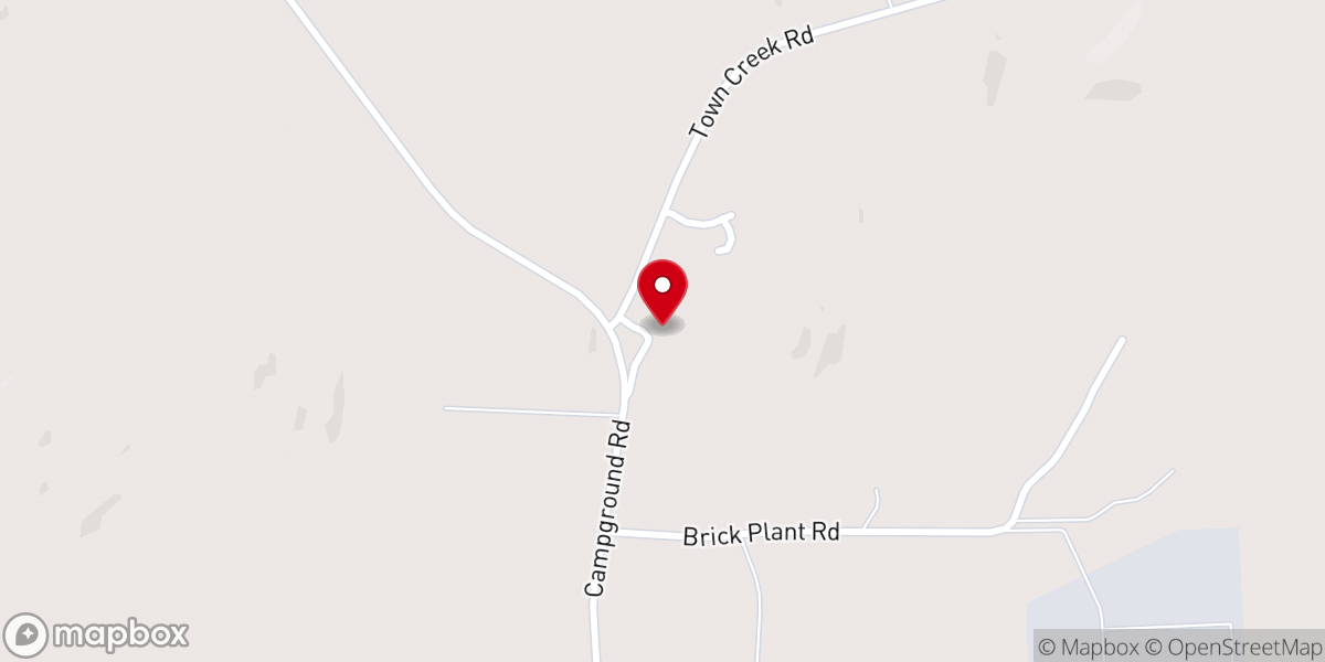 Map showing location of Town Creek Missionary Church