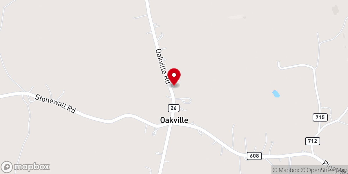 Map showing location of Red Oak Baptist Church