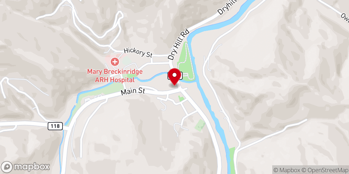 Map showing location of Leslie County Sheriff Department