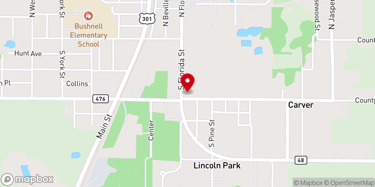 Map showing location of Bushnell Seventh-day Adventist Church