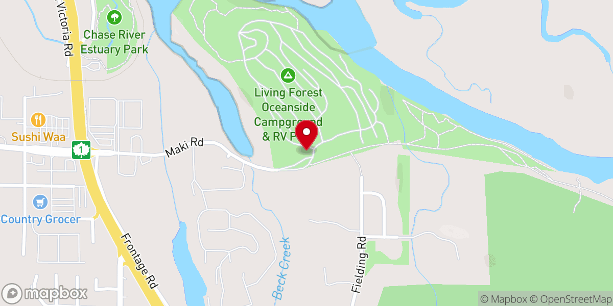 Map showing location of Living Forest Oceanside Campground & RV Park