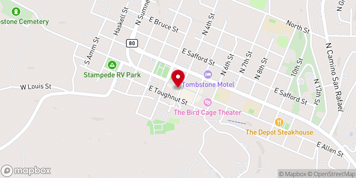 Map showing location of Tombstone Chamber of Commerce