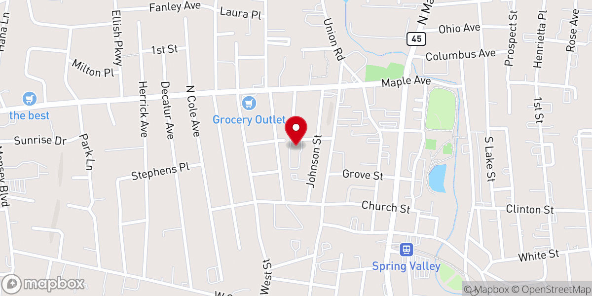 Map showing location of First Baptist Church of Spring Valley