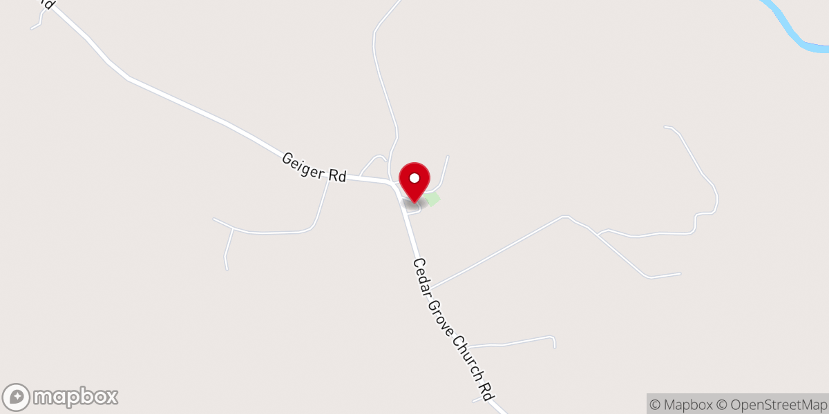 Map showing location of Cedar Grove Baptist Church