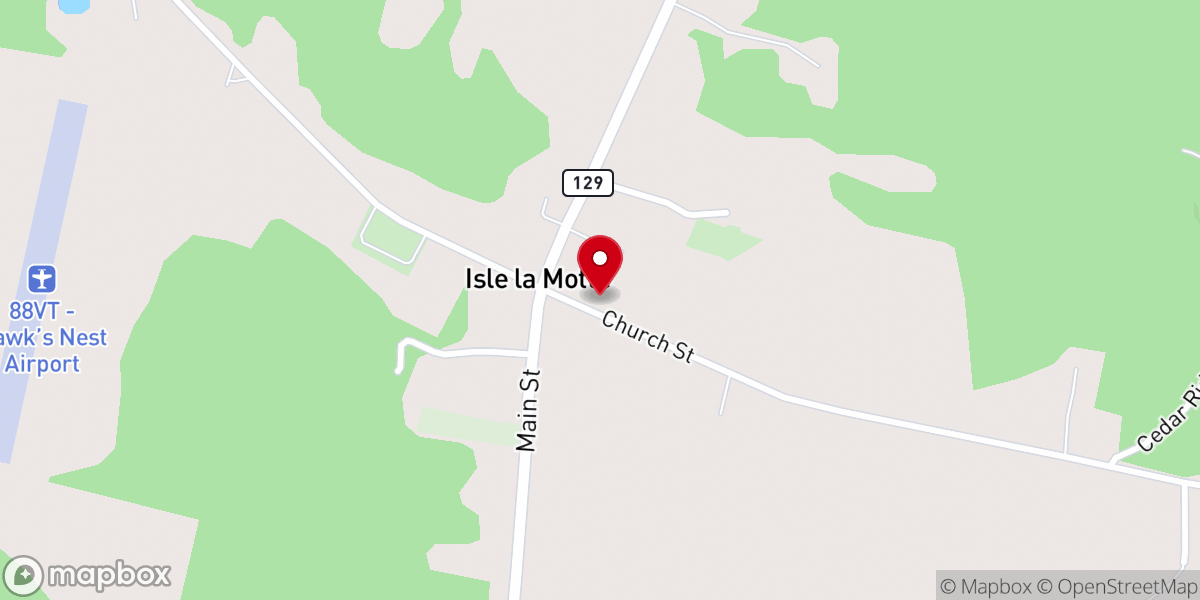 Map showing location of United Methodist Church of Isle La Motte