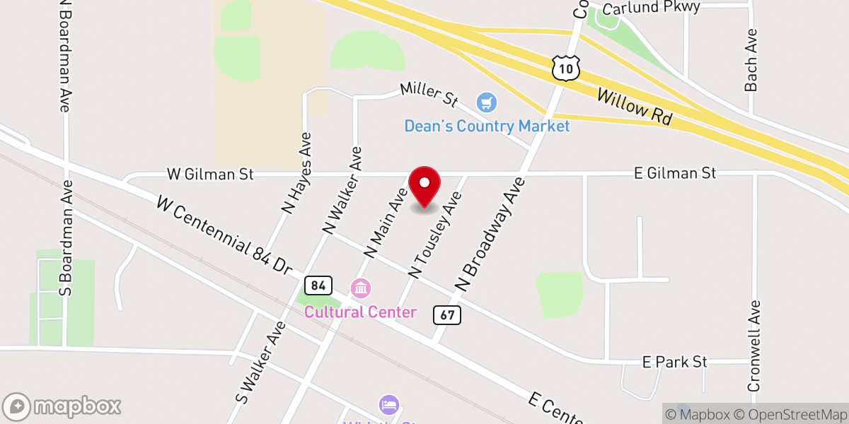 Map showing location of New York Mills Public Works Dept.