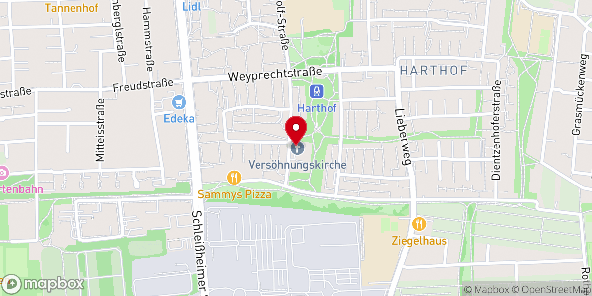 Map showing location of Versöhnungskirche - Evangelisch-Lutherische Kirchengemeinde München - Versöhnungskirche