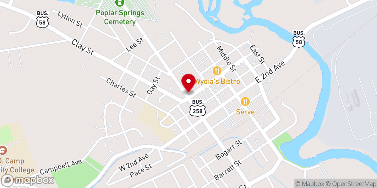 Map showing location of Emmanuel Episcopal Church