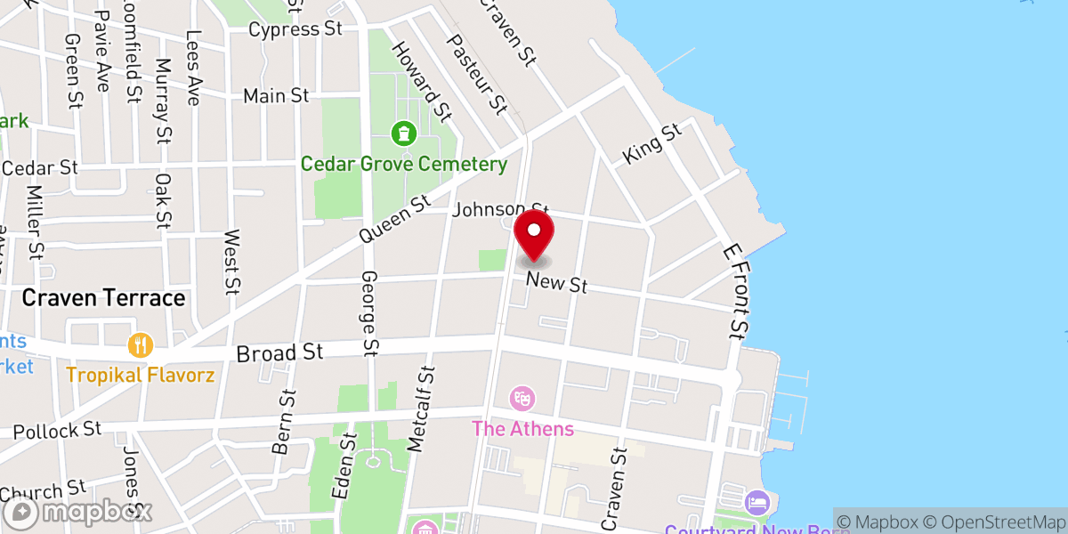 Map showing location of First Presbyterian Church