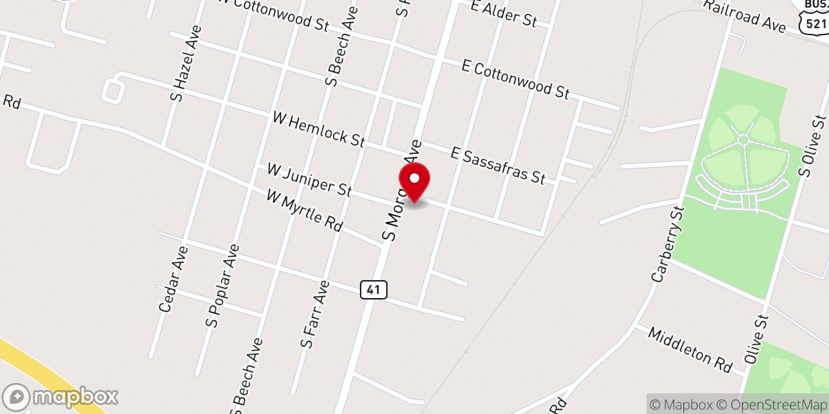 Map showing location of Victory Free Will Baptist Church