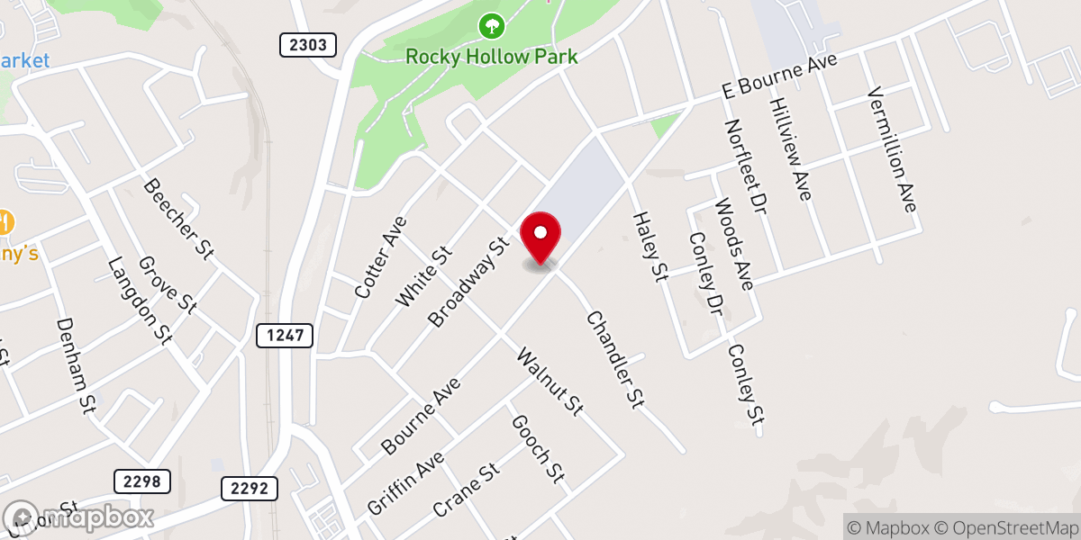 Map showing location of New Bethel Baptist Church