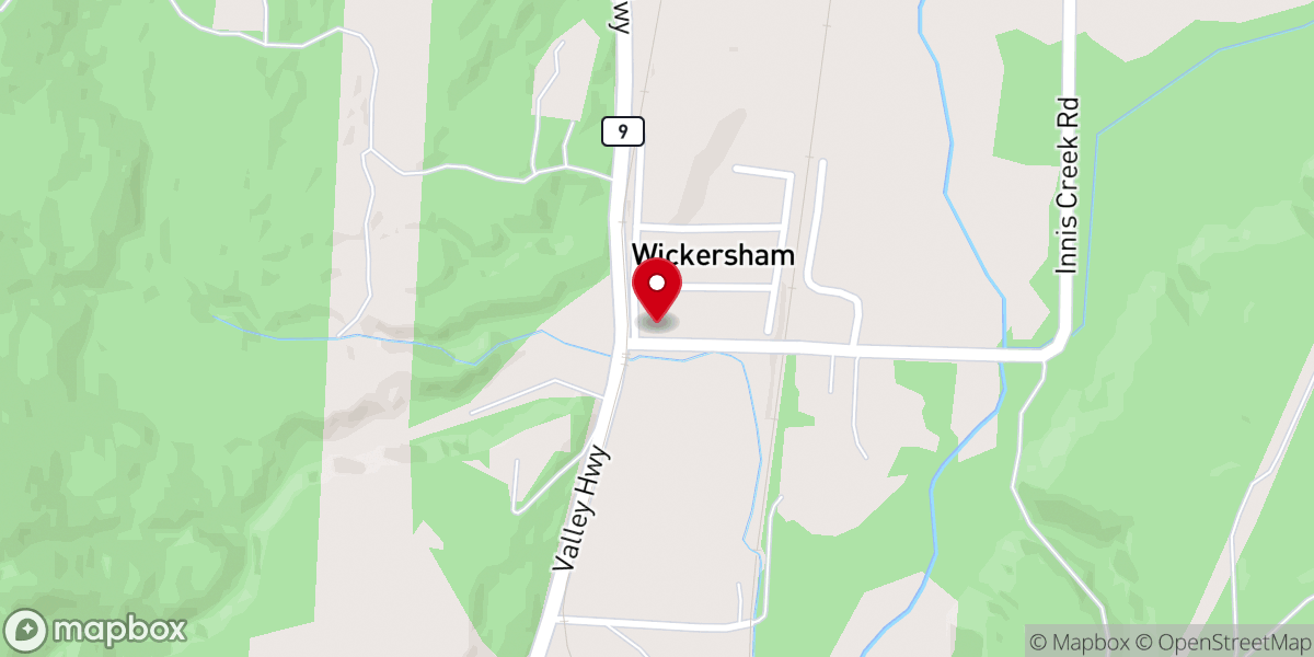 Map showing location of Wickersham Bible Church