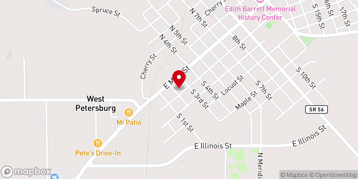 Map showing location of Petersburg Free Methodist Church